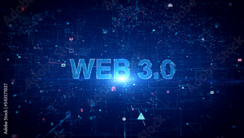 WEB 3.0 Background Concept, Technology Digital of Decentralized Social Network Connection, Technology Digital Abstract Background. 3d rendering