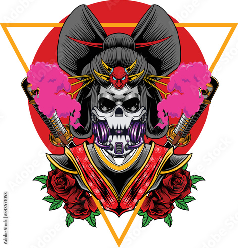 vector illustration of japanese geisha 