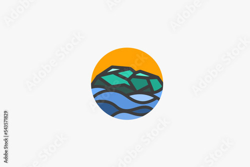 Illustration vector graphic of waves ocean and rocks or cliff 