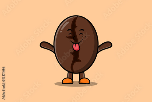 Cute cartoon Coffee beans character with flashy expression in modern cute style illustration