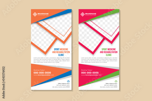Business Roll up luxury vertical template design, for brochure, business, flyer, infographics. modern and flag banner advertising. vector illustration. headline is sport medicine and rehabilitation 