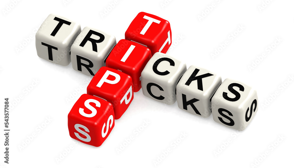 Block puzzle with tips and tricks word isolated Block puzzle with tips and tricks word isolated