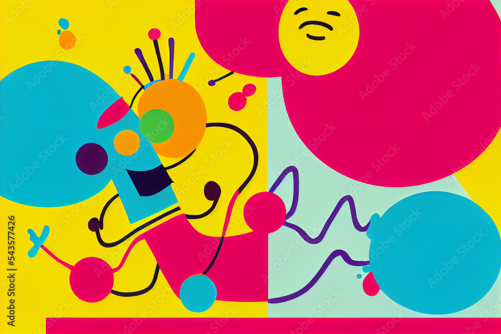 Father and son playing bright colors happy cartoon illustration Father and son playing bright colors happy cartoon illustration