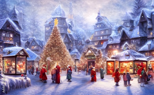 Fotografija The winter christmas village is a beautiful sight