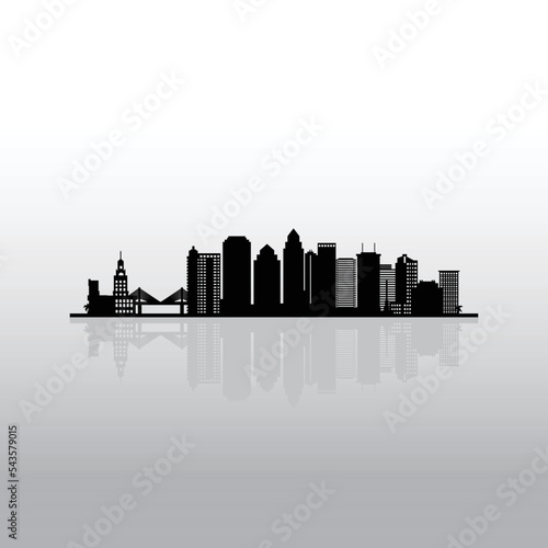 Tampa Florida Skyline Black And White Silhouette