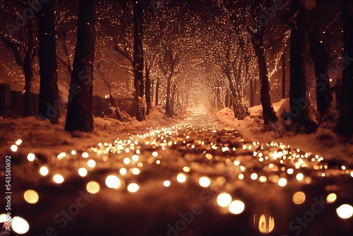 Fotografiet Magical Christmas Winter landscape