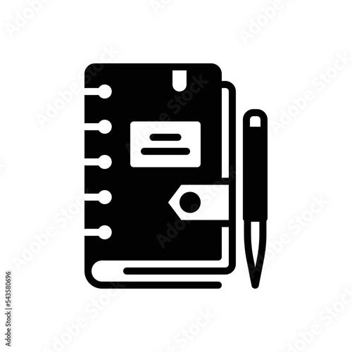 Black solid icon for diary