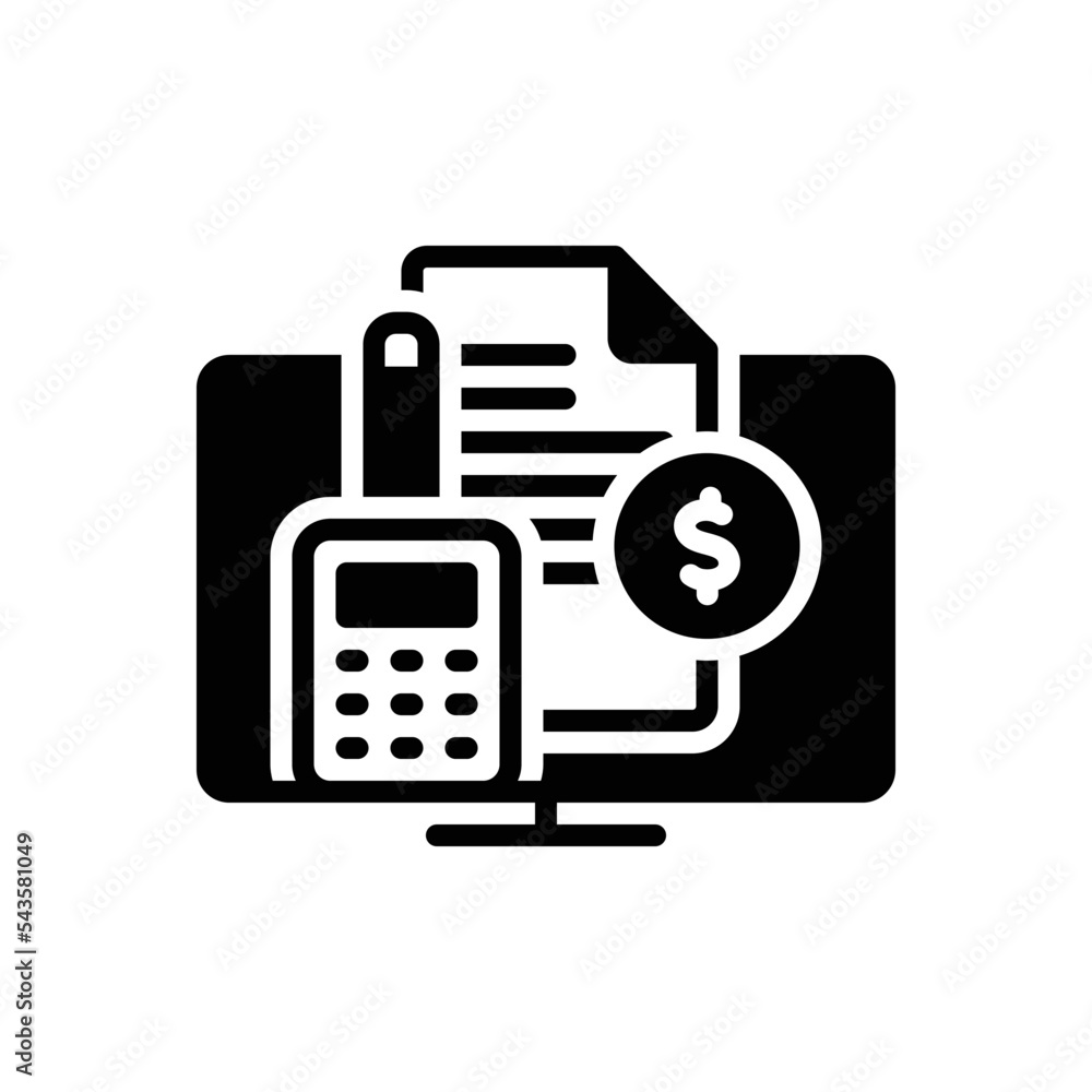 Black solid icon for accounting