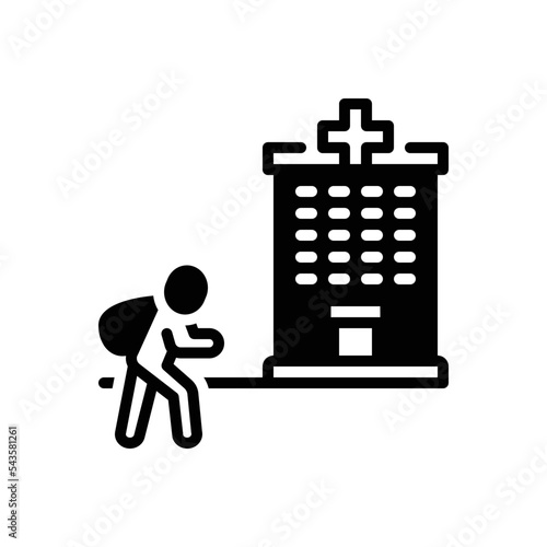 Black solid icon for asylum