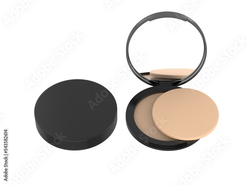 Blank makeup compact template, 3d render illustration.