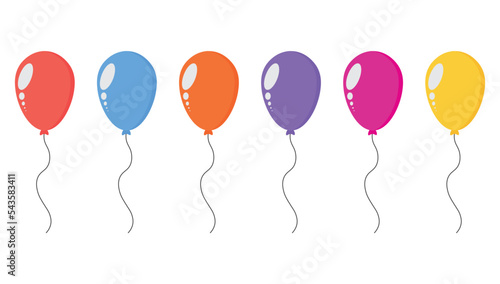 Colorful balloons vector set. Set of balloons in cartoon style.