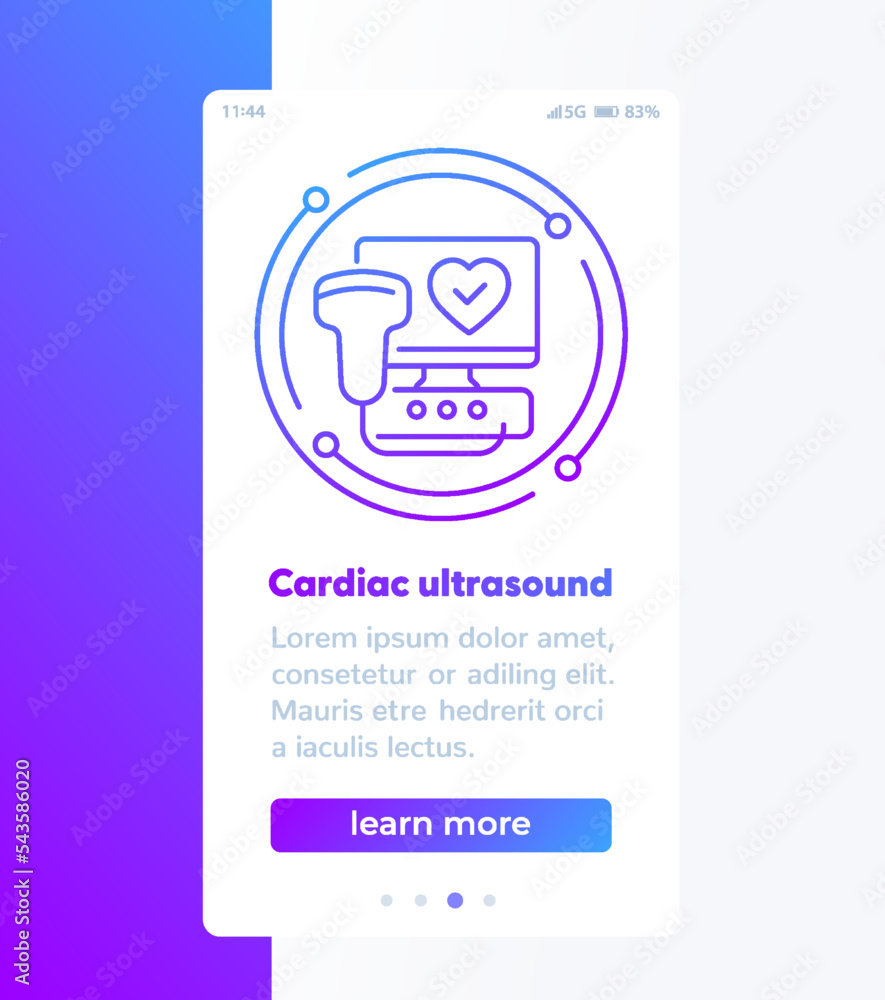 Fototapeta premium cardiac ultrasound banner design with line icon