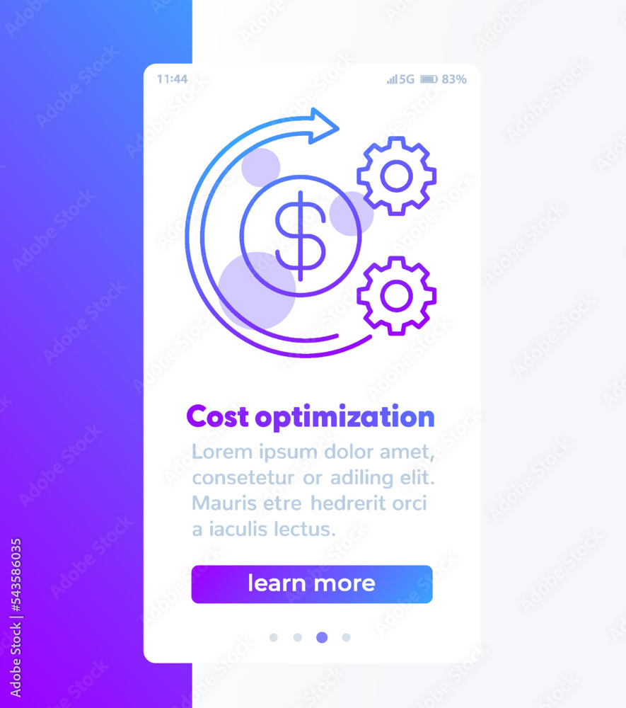 Fototapeta premium costs optimization banner design with icon