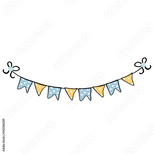 Party decorations bunting pastel vintage color, hand drawn, 