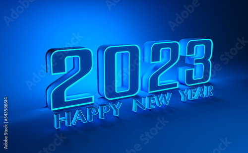 New Year 2023 Creative Design Concept - 3D Rendered Image	
 photo