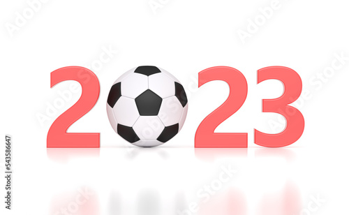 New Year 2023 Creative Design Concept with Football - 3D Rendered Image 