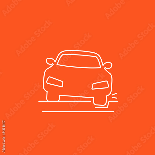 pothole line icon with a car, vector