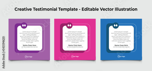 Creative Testimonial, Quote , Review, Feedback, Infographic Template, Label, Editable Vector Illustration 