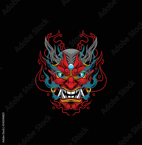 Vector illustration of oni mask