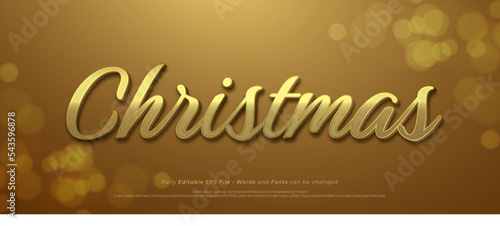 Editable luxury text christmas with 3d gold style concept