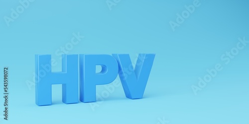 Text HPV (Human Papillomavirus) on blue background, Woman health concept.3D rendering.