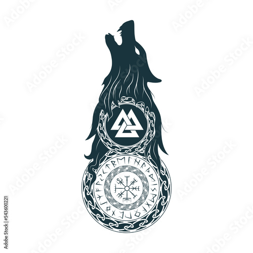 Viking symbol isolated on white. Hand drawn vector illustration in celtic style for tattoo and t-shirt design.