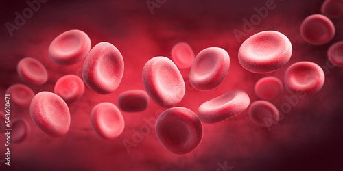 Red Blood Cell in an artery, Blood Flow, medical human health-care Concept Background, 3d rendering.