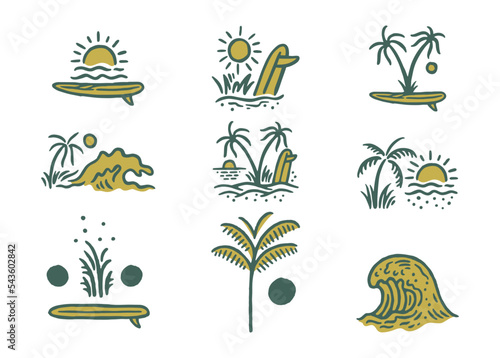 Beach Illustrations Set Color