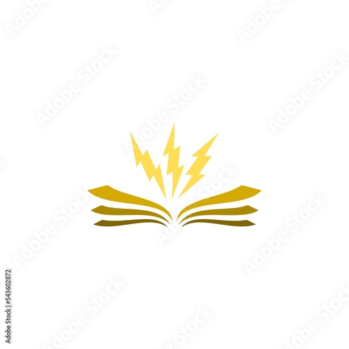 Book with lightnings flying out icon isolated on white background