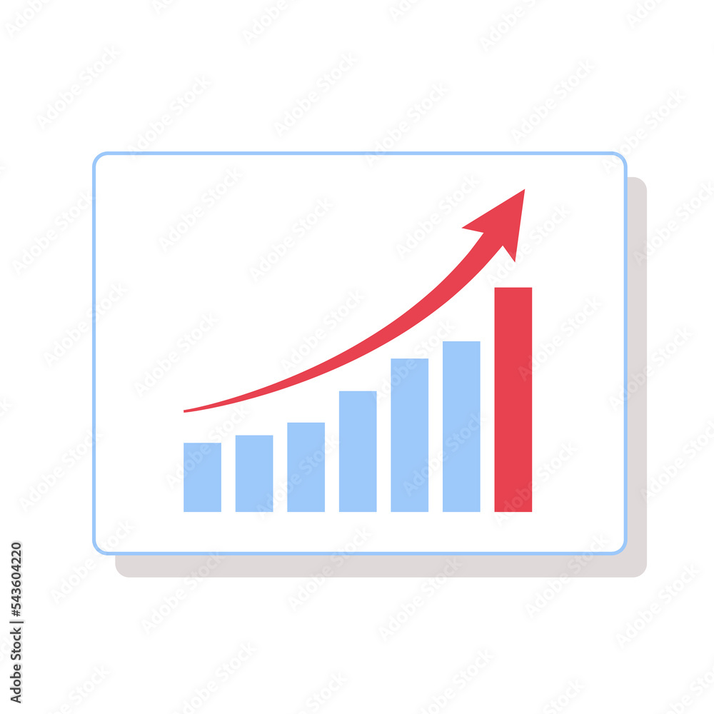 Graph growth bar chart with red arrow Graph growth bar chart with red arrow