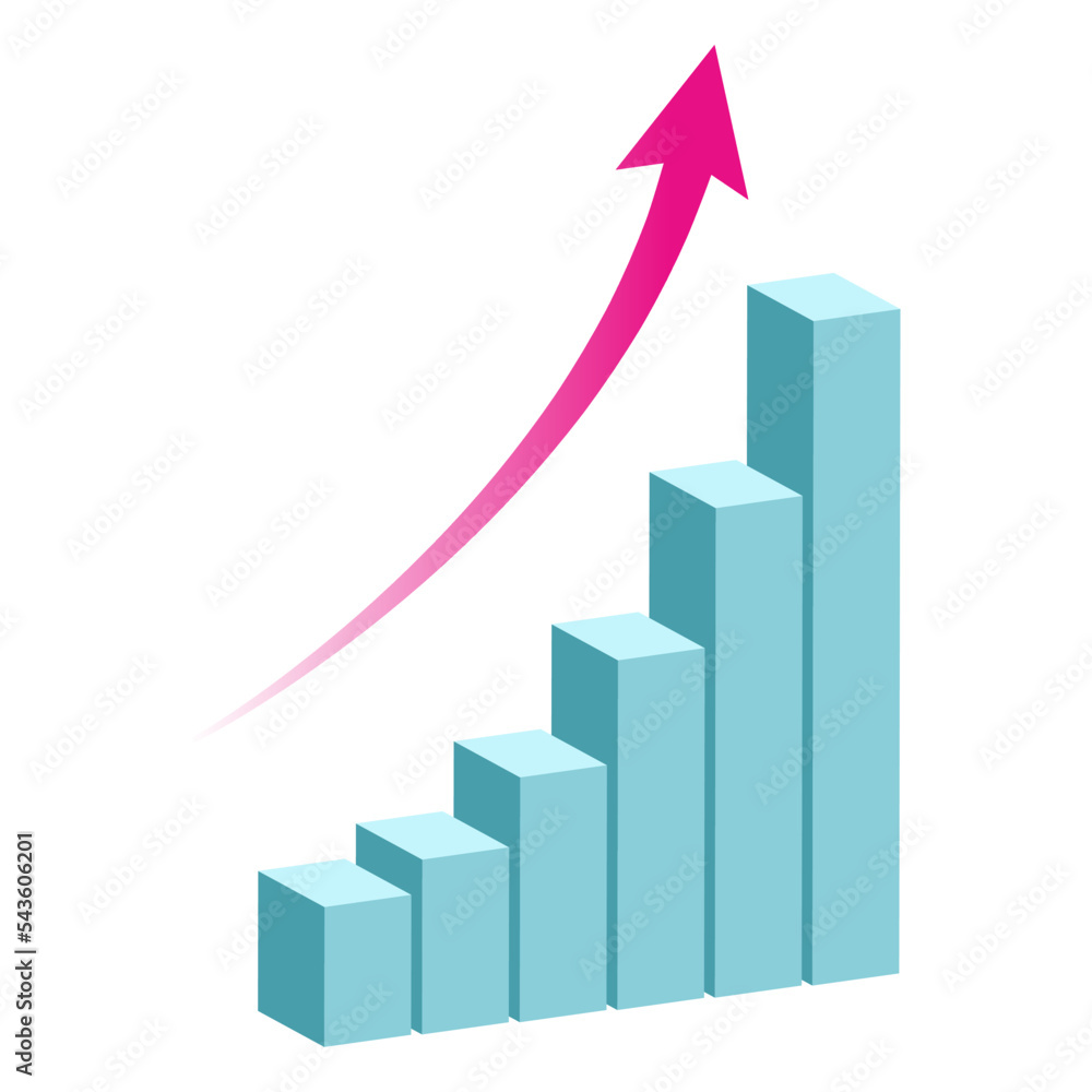 3d graph growth bar chart with red arrow 3d graph growth bar chart with red arrow
