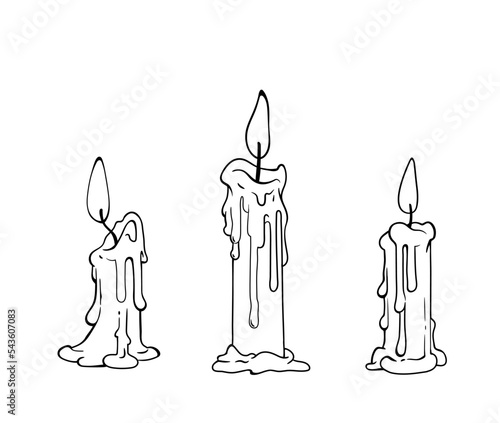 set of three simple drawings of candles