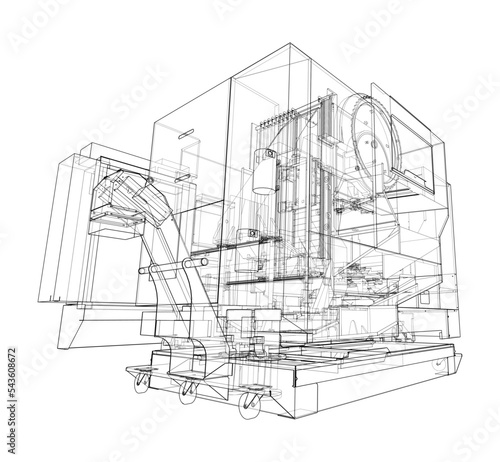 Metalworking CNC milling machine. Vector