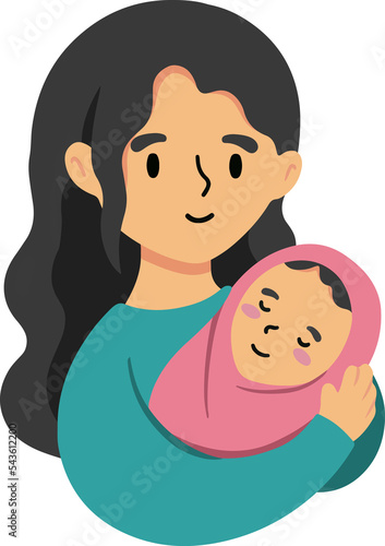 Mother day illustration. Mother holding baby  