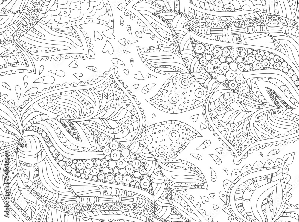 outlined ethnic pattern coloring book. black and white floral pa