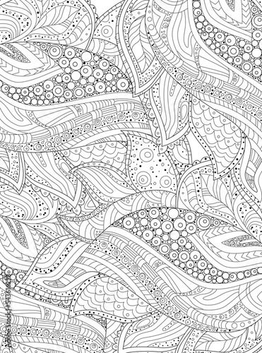 outlined ornate decor background coloring book. black and white
