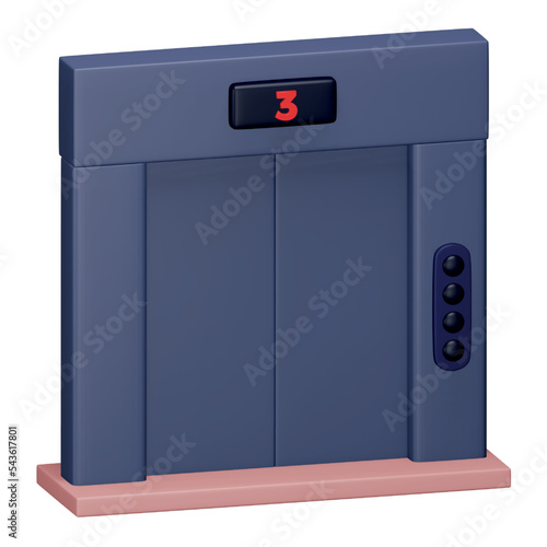 Elevator 3d rendering isometric icon.