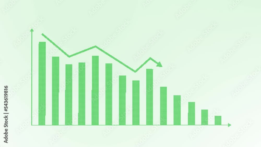 Green negative business graph animation white background Green negative business graph animation white background