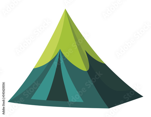 Camping tent cartoon icon. Sport or travel touristic marquee, house for outdoor recreation and hiking adventure. Colorful campsite tented shelter. Vector tourist equipment