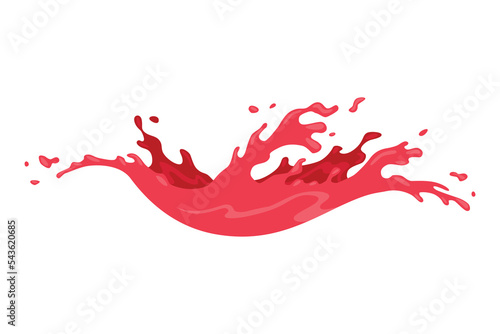 Squirt splashe. Colourful flowing spattering. Splattered pure juice or liquid. Drops with abstract forms of wave. Cartoon illustration with color water splash