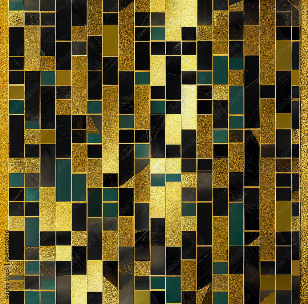 abstract geometric background with black gold and white shapes. Modern ...
