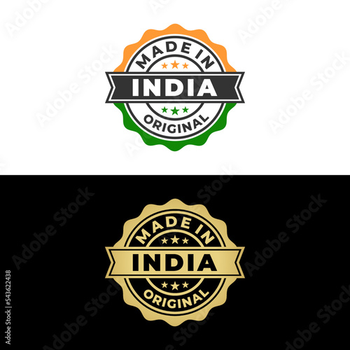 Made In India Label Vector or Made In India Icon Vector Isolated. Logo design for products made in india. Suitable for design on product packaging with labels 100% authentic made in India.
