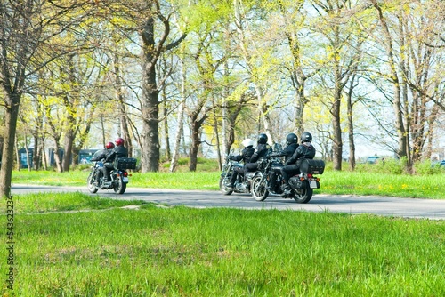 Motorcyclists traveling in the group