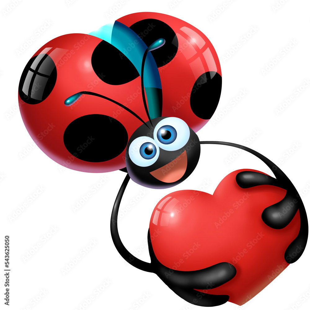 Naklejka premium coccinella con cuore in mano