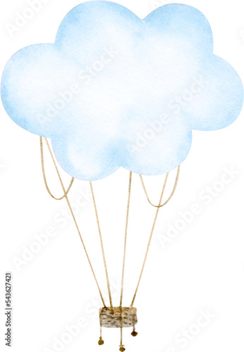 Wallpaper Mural Watercolor baby illustration blue hot air balloon Torontodigital.ca