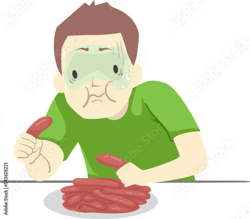 Man Food Eating Contest Choke Illustration