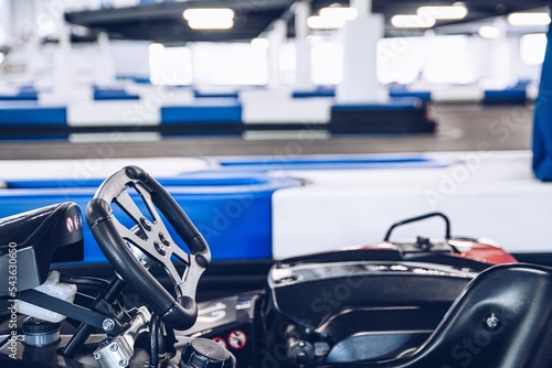 Wallpaper Mural Steering wheel of a race kart on indoor racing track Torontodigital.ca