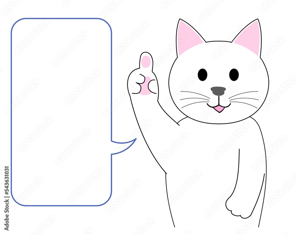 A white cat gesturing with a finger: white background A white cat gesturing with a finger: white background