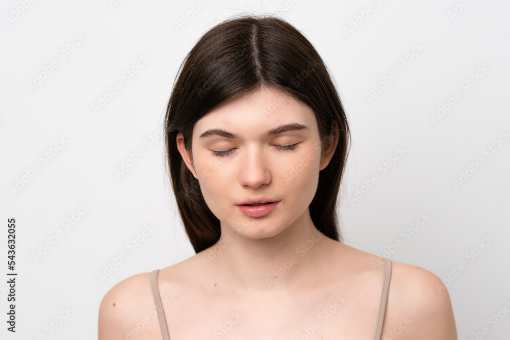 Young pretty Russian woman isolated on white background . Portrait Young pretty Russian woman isolated on white background . Portrait