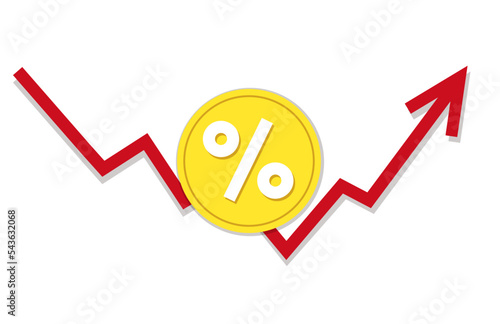 Schedule of interest rate increases due to rising inflation rates. FED, federal reserve or central bank monetary policy. Vector graph with an arrow pointing upward